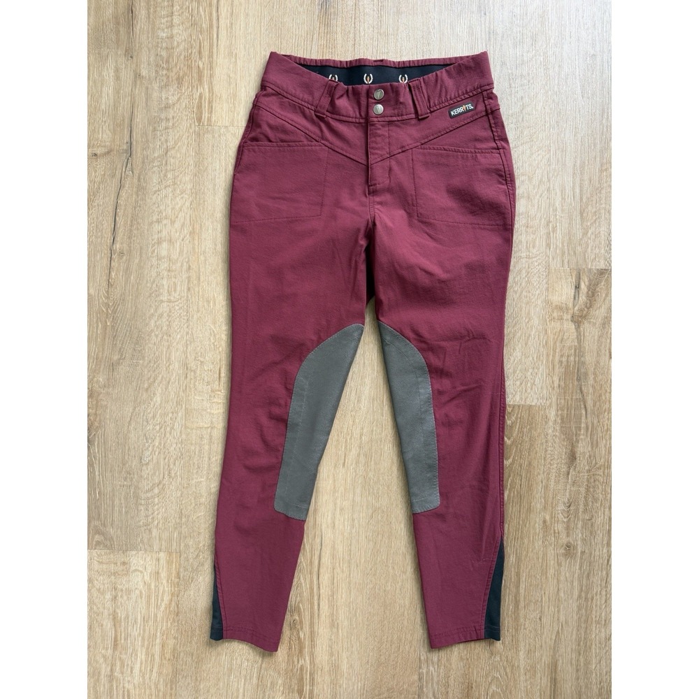 Kerrits Cross Over Breech Kneepatch Pants Womens Size Small Merlot